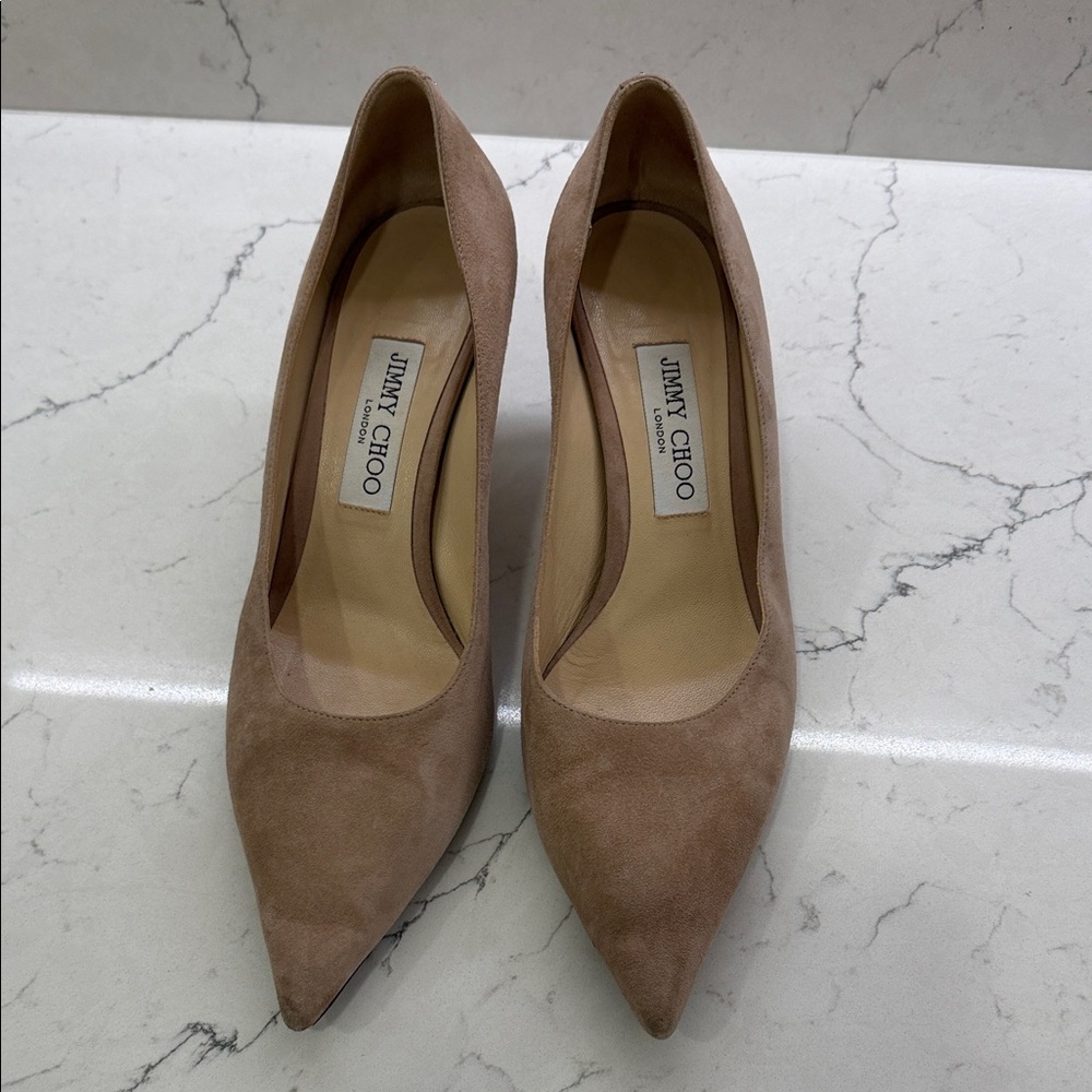 Jimmy Choo tan Suede Heels